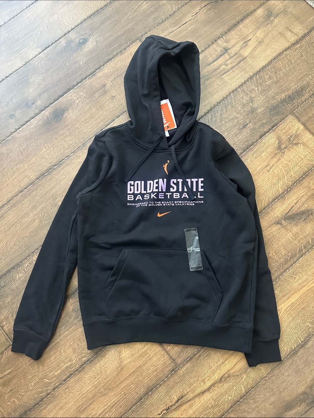Nike Black Golden State Basketball Hoodie with Orange & Purple Logos women small